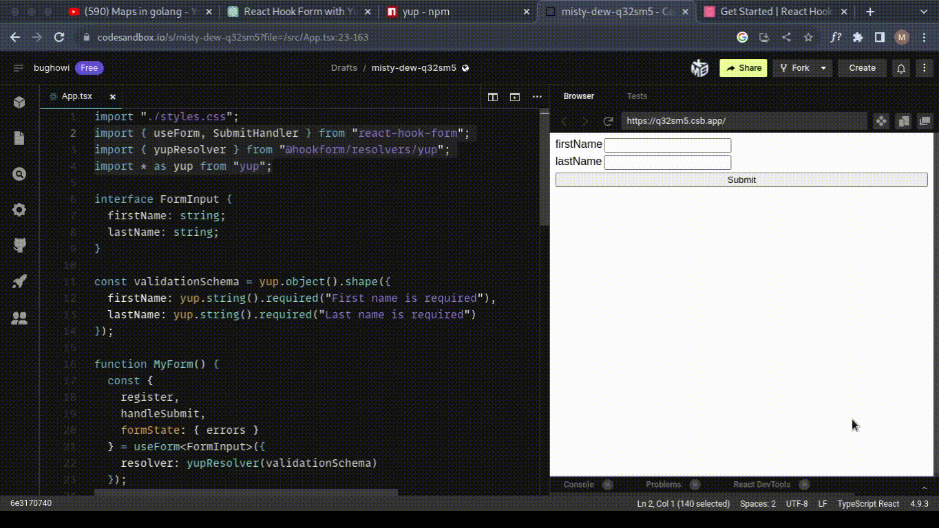 display simple errors validation