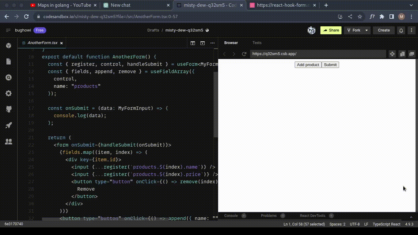 useFieldArray example