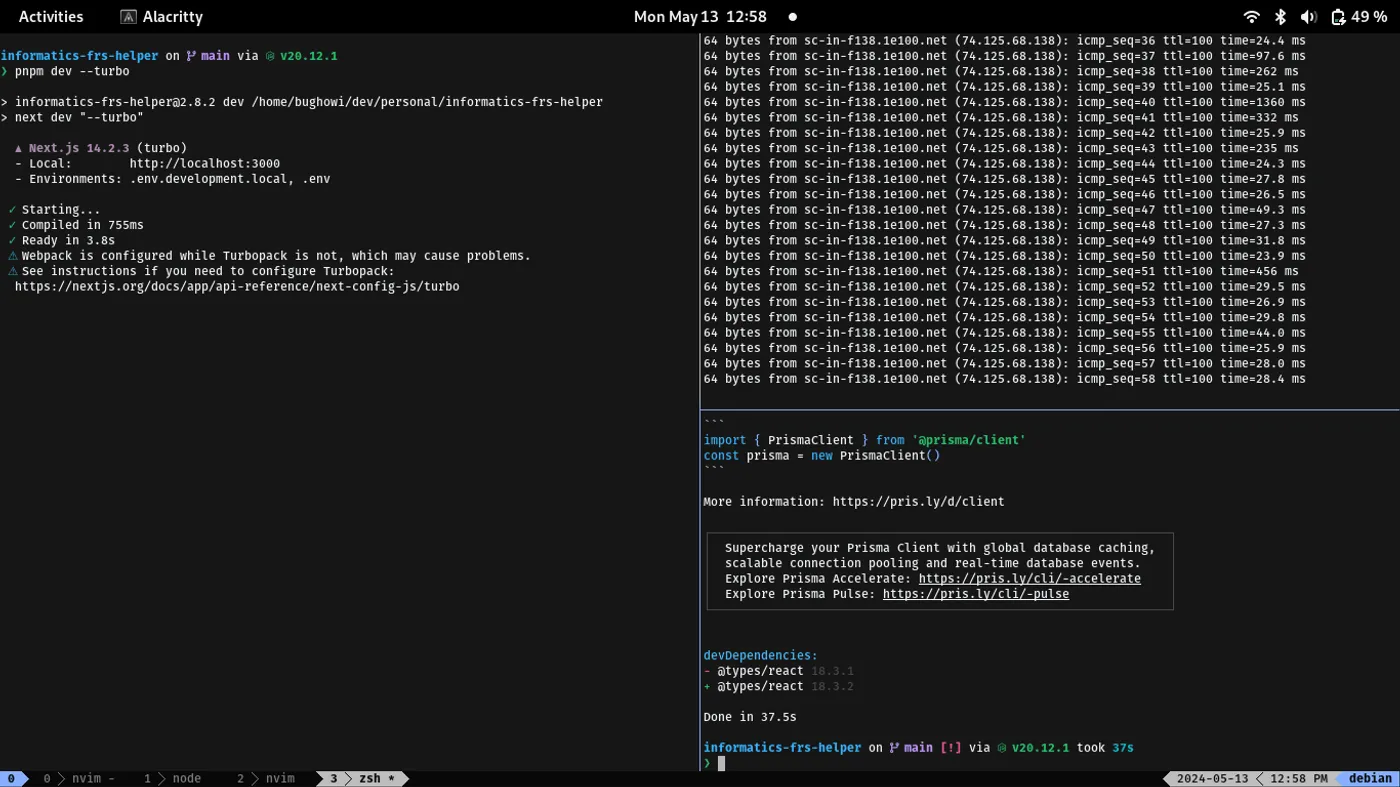 My alacritty with tmux configuration